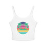 Women’s Spaghetti Tank — Retro Sunset Palm Beach Crop Top