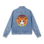 Denim Jacket — Retro Sunset Tiger Graphic Back Patch