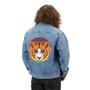 Denim Jacket — Retro Sunset Tiger Graphic Back Patch
