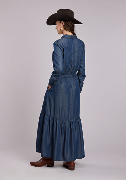 Stetson Women's Denim Long Sleeve Collared Western Dress
