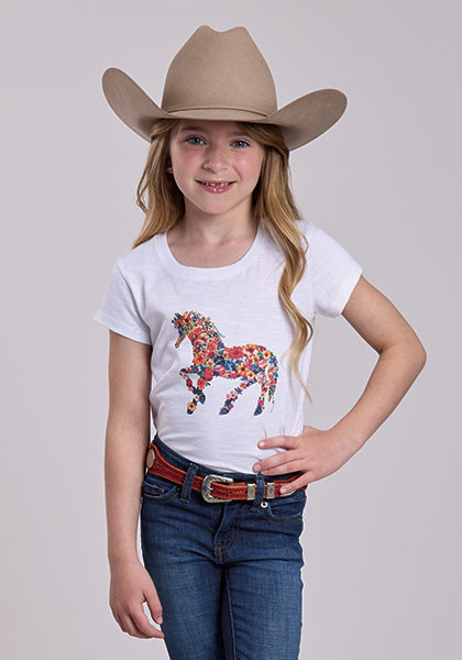 Roper Girl's White Jersey Knit Graphic Tee