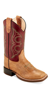 Old West Youth Cactus Tan Square Toe Boot
