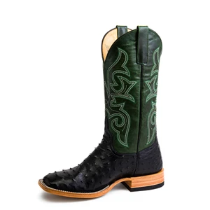 Horse Power Top Hand Men's Black Full Quill Ostrich Boots