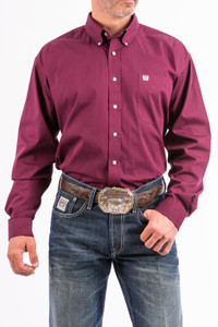 Cinch Men's Solid Burgundy Classic Fit Button Down Western Shirt