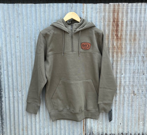 Ray's Men's Olive 1/4 Zip Hooded Sweatshirt