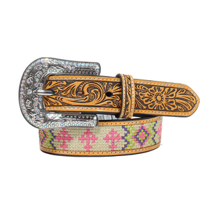 Angel Ranch Girl's Cross Design Inlay Belt Angel Ranch Girl's Cross Design Inlay Belt
