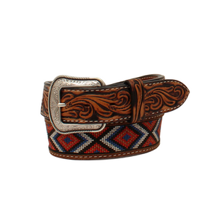 3D Men's Diamond Patterned Beaded Inlay Belt 3D Men's Diamond Patterned Beaded Inlay Belt