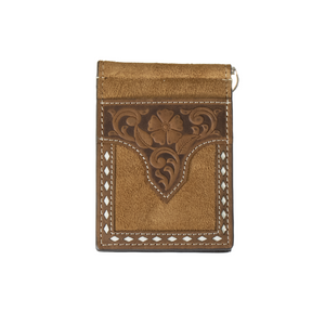 Nocona Men's Roughout Floral Tab Money Clip Nocona Men's Roughout Floral Tab Money Clip