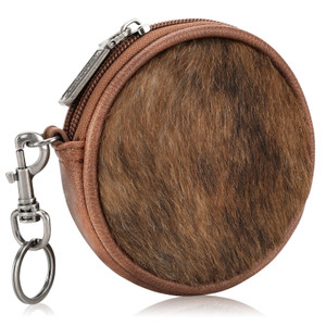 Wrangler Brown Genuine Hair On Cowhide Circular Coin Pouch Bag Charm Wrangler Brown Genuine Hair On Cowhide Circular Coin Pouch Bag Charm