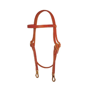 Harness Leather Straight Browband Headstall with Snaps