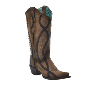 Corral Women's Black Embroidery with Crystals Snip Toe Boots Corral Women's Black Embroidery with Crystals Snip Toe Boots