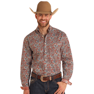 Panhandle Men's Rust Paisley Button-Down Western Shirt Panhandle Men's Rust Paisley Button-Down Western Shirt