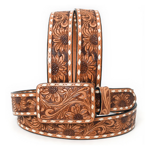 Genuine Women's Sunflower Bucklace Leather Belt Genuine Women's Sunflower Bucklace Leather Belt
