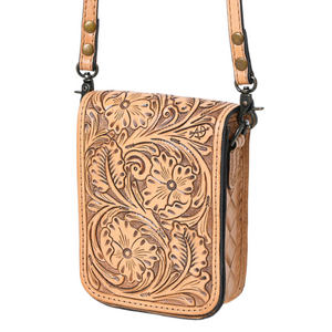 Women's Natural Tooled Cell Phone Crossbody Women's Natural Tooled Cell Phone Crossbody