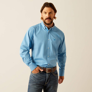 Ariat Men's Blue Wrinkle Free Solid Classic Fit Shirt Ariat Men's Blue Wrinkle Free Solid Classic Fit Shirt