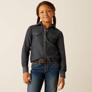 Ariat Girl's Medium Blue Chambray Shirt Ariat Girl's Medium Blue Chambray Shirt