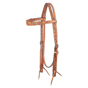 Cashel Browband Headstall with Antique Leaf Tooling