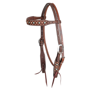 Martin Saddlery Chocolate Browband Headstall with Floral Spot Dots