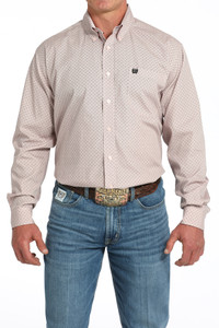 Cinch Men's Pink Basketweave Print Button-Down Western Shirt Cinch Men's Pink Basketweave Print Button-Down Western Shirt