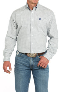 Cinch Men's White Geometric Print Button Down Western Shirt Cinch Men's White Geometric Print Button Down Western Shirt