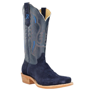 R. Watson Women's Dark Blue Roughout Cutter Toe Boots