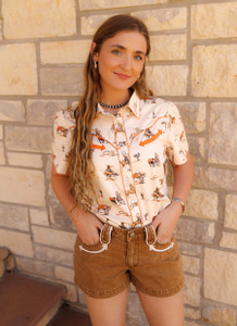 Women's Tan Arrow Trim Shorts Women's Tan Arrow Trim Shorts
