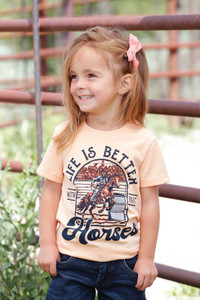 Cruel Girl Toddler Peach Fast Horses Graphic Tee