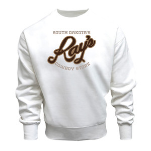 Ray's White Embroidered Logo Crew Sweatshirt
