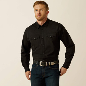 Ariat Men's Black Wrinkle Free Refined Slub Classic Fit Shirt Ariat Men's Black Wrinkle Free Refined Slub Classic Fit Shirt