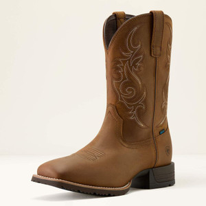 Ariat Men's Distressed Brown Hybrid Ranchway Waterproof Wide Square Toe Cowboy Boots Ariat Men's Distressed Brown Hybrid Ranchway Waterproof Wide Square Toe Cowboy Boots