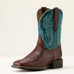 Ariat Women's Oiled Teak Round Up Filly Wide Square Toe Western Boots Ariat Women's Oiled Teak Round Up Filly Wide Square Toe Western Boots