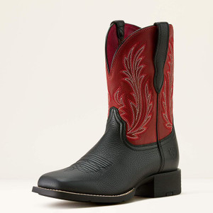 Ariat Women's Black Deertan Round Up Filly Wide Square Toe Western Boots Ariat Women's Black Deertan Round Up Filly Wide Square Toe Western Boots