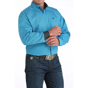 Cinch Men's Blue Geometric Print Button-Down Western Shirt