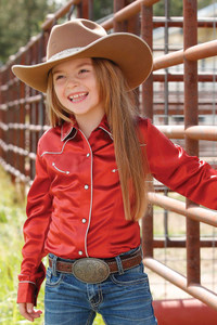 Cruel Girl's Satin Red Long Sleeve Western Shirt