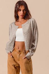 Women's Leopard Vintage Print Button Up Cardigan Women's Leopard Vintage Print Button Up Cardigan