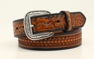 Ariat Men's Stamped Arrowhead Floral Embossed Western Belt Ariat Men's Stamped Arrowhead Floral Embossed Western Belt