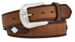 Men's Brown Full Grain Leather Overlay Diamond Belt Men's Brown Full Grain Leather Overlay Diamond Belt
