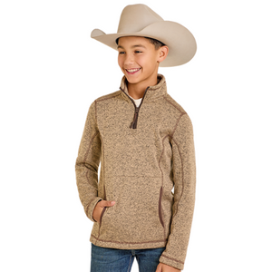 Panhandle Slim Boy's Tan Melange Henley Pullover