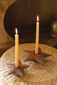 Set of 2 Metal Star Taper Candle Holders