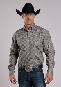 Stetson Men's Gray Polaris Geo Print Western Shirt Stetson Men's Gray Polaris Geo Print Western Shirt