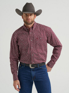 Wrangler® Men's George Strait™ Wine Paisley Long Sleeve Button Down Two Pocket Shirt Wrangler® Men's George Strait™ Wine Paisley Long Sleeve Button Down Two Pocket Shirt