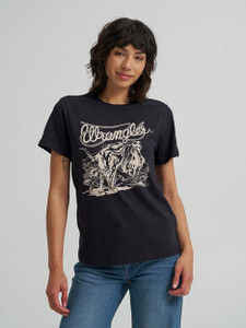Wrangler Women's Black Nostalgia Logo Regular Fit Tee Wrangler Women's Black Nostalgia Logo Regular Fit Tee