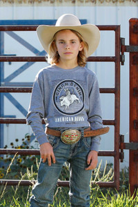 Cinch Boy's Gray American Brand Long Sleeve Tee