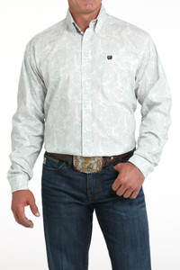 Cinch Men's White Paisley Print Button-Down Western Shirt