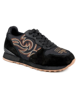 Roper Women's Giddy Up Black Suede Boot Stitch Jogger Shoes
