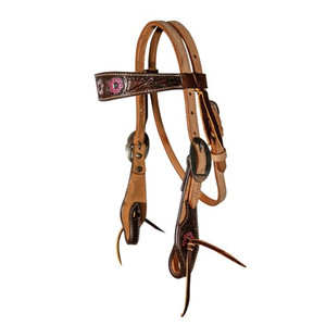 Professional's Choice Pink Flower Pony Browband Headstall