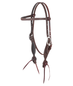 Martin Saddlery Chocolate Browband Headstall with Rosette Strings