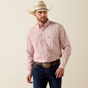 Ariat Men's Peach Plaid Pro Theoden Long Sleeve Shirt