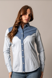 Kimes Ranch Women's Light Blue Birdie Long Sleeve Shirt