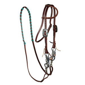 Professional's Choice Working Pony Correctional Bridle Set with Turquoise Laced Reins